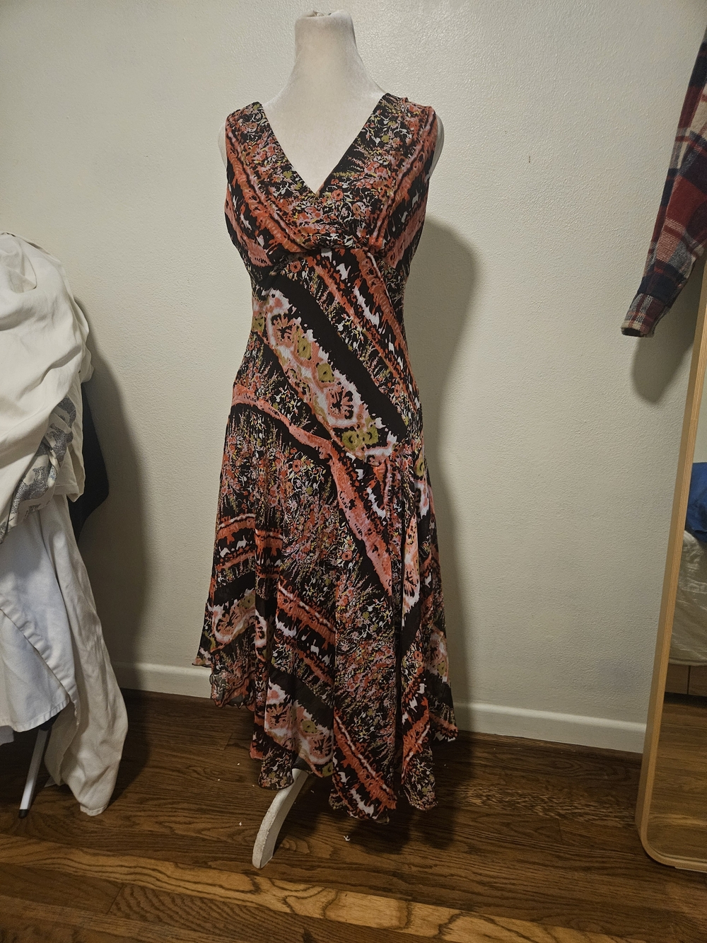 Rabbit Rabbit Rabbit 90s Y2K Fairycore Chiffon Midi Dress Fall 6 Pink Brown